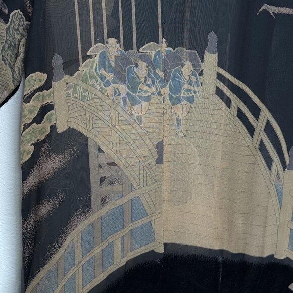 Citron Santa Monica Black Velvet Mandarin Collar Top, M - Picture 9 of 10